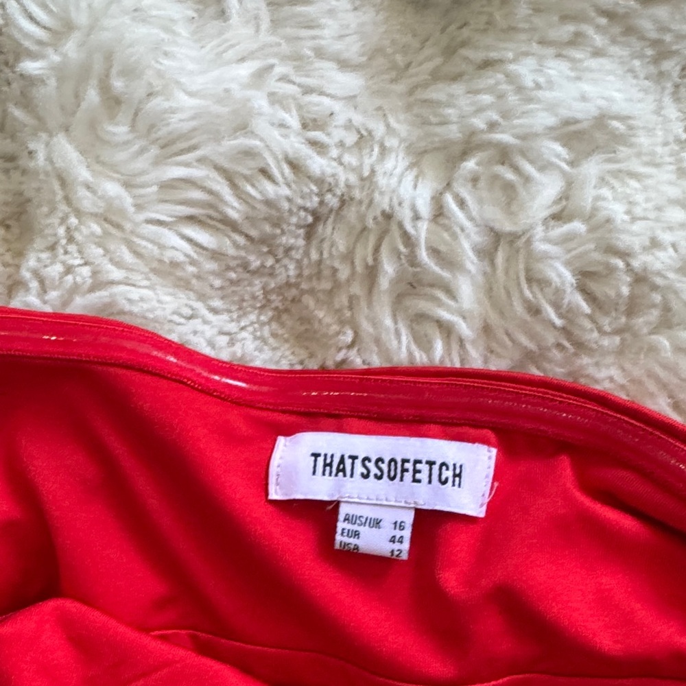 Thatssofetch Chic Strapless Red Dress - image 7